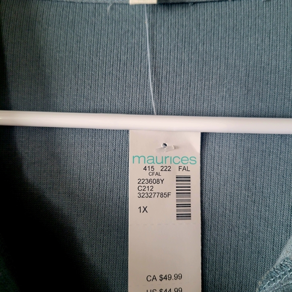 Maurices Slate Blue Ribbed Button-Up Shacket - Picture 4 of 4